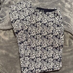 Women's Navy Floral Print Trousers